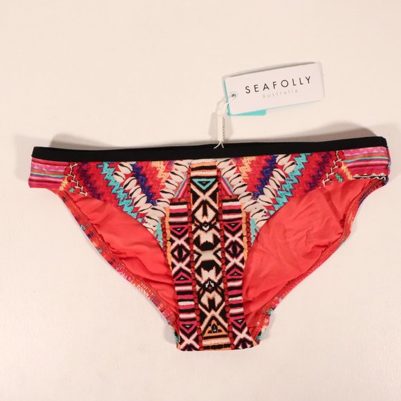 NWT Seafolly Desert Tribe Hipster Swim Bottom in Flame - Picture 4 of 10